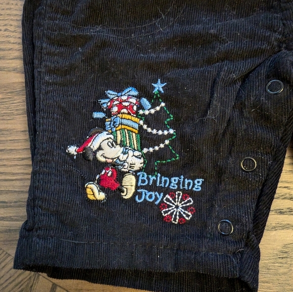 Disney Black Corduroy Christmas Overalls 0-3months - Picture 2 of 5